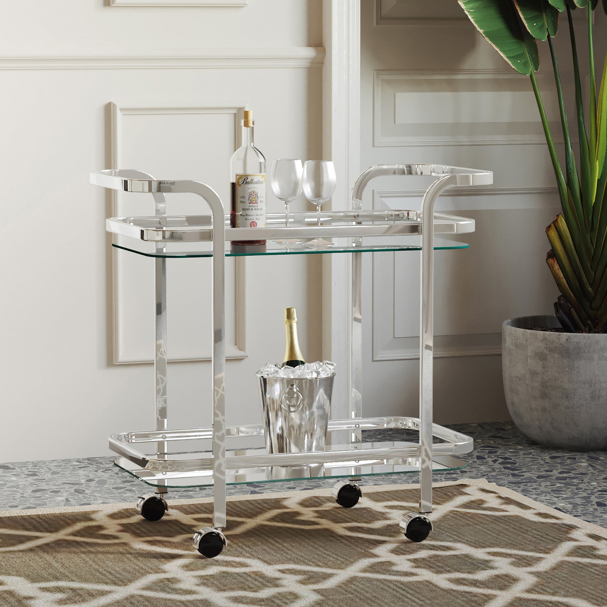 WorldwideZEDD - 2 - TIER BAR CART - CHROME