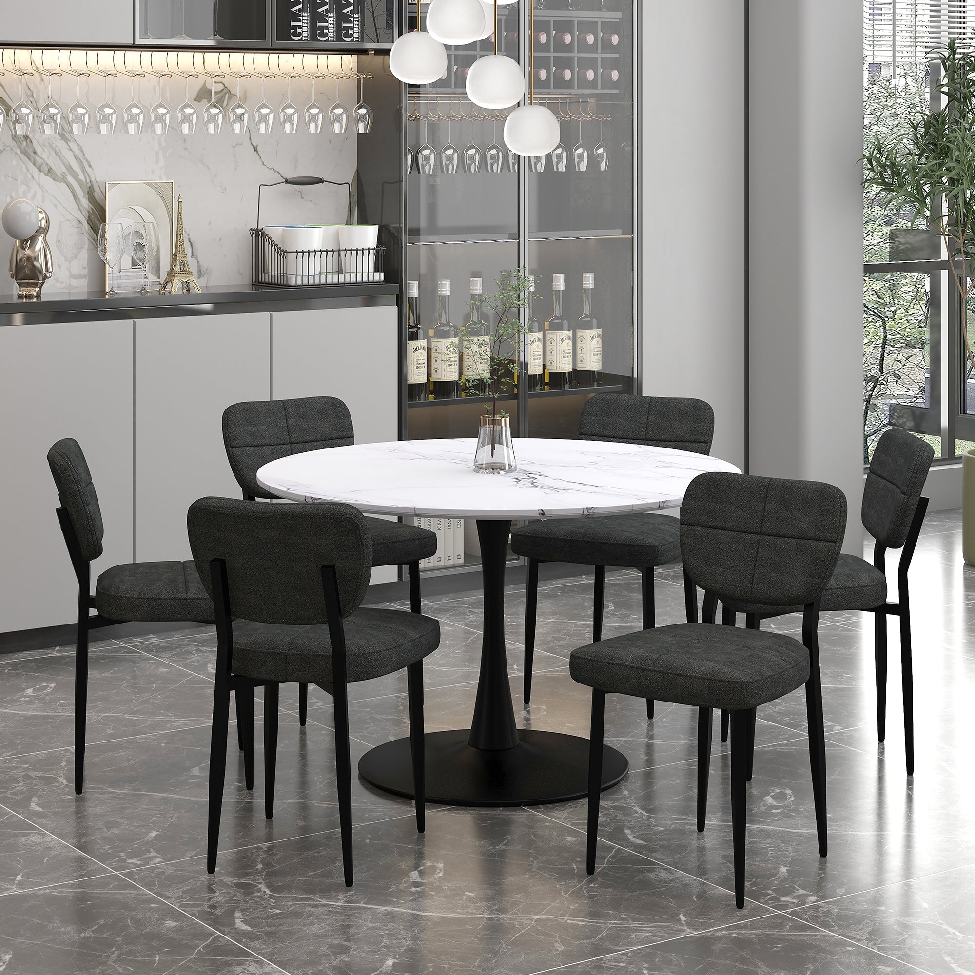 WorldwideZILO LARGE BK_ZEKE CH - 7PC DINING SET