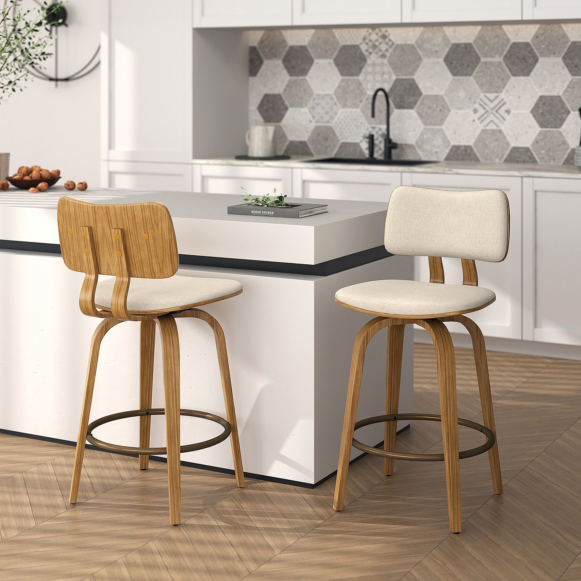 WorldwideZUNI - 26' COUNTER STOOL - BEIGE FABRIC