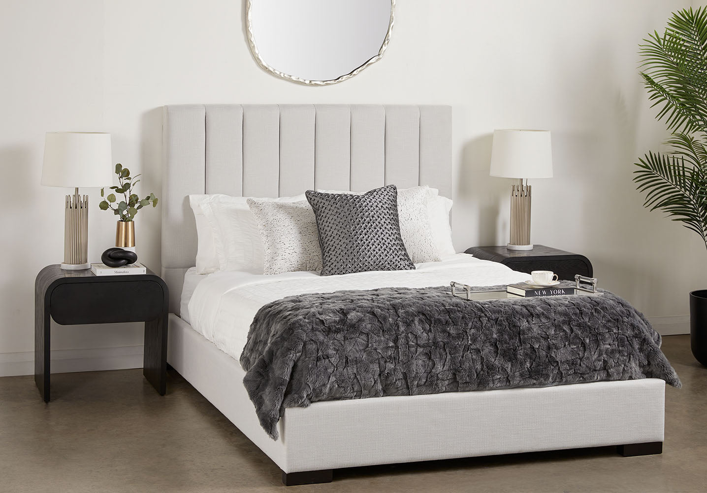 XcellaChannel Bed: Grey Linen