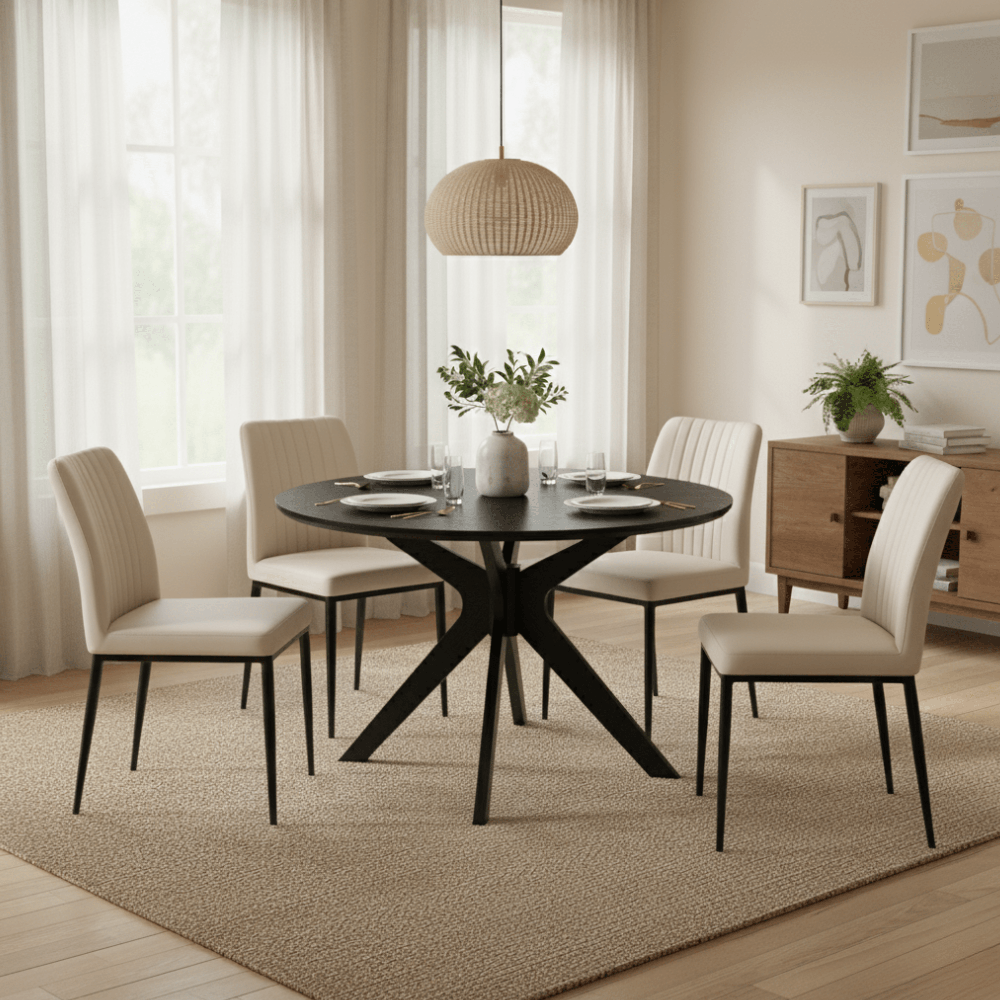 XcellaSlay Dining Chair: Cream Leatherette