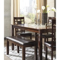 Ashley D384 Bennox Dining Table + 4 Chairs + 1 Bench 6pc Set