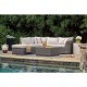Ashley P301 Outdoor Cherry Point Loveseat Sectional with Table and Ottoman Gray