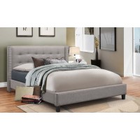 IF-Grey Fabric Bed with Nailhead Detail