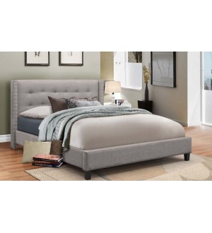 IF-Grey Fabric Bed with Nailhead Detail