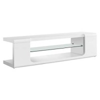 Monarch-TV STAND - 60"L / HIGH GLOSSY WHITE WITH TEMPERED GLASS