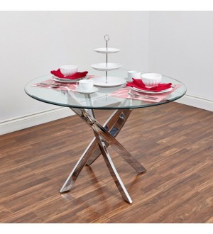 XC-Bradford Carol Glass Dining Table (Clear/Silver)