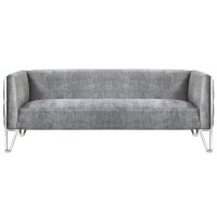 Vermont Grey Distressed Velvet Sofa