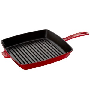 STAUB CAST IRON 30 CM CAST IRON SQUARE AMERICAN GRILL, CHERRY - VISUAL IMPERFECTIONS